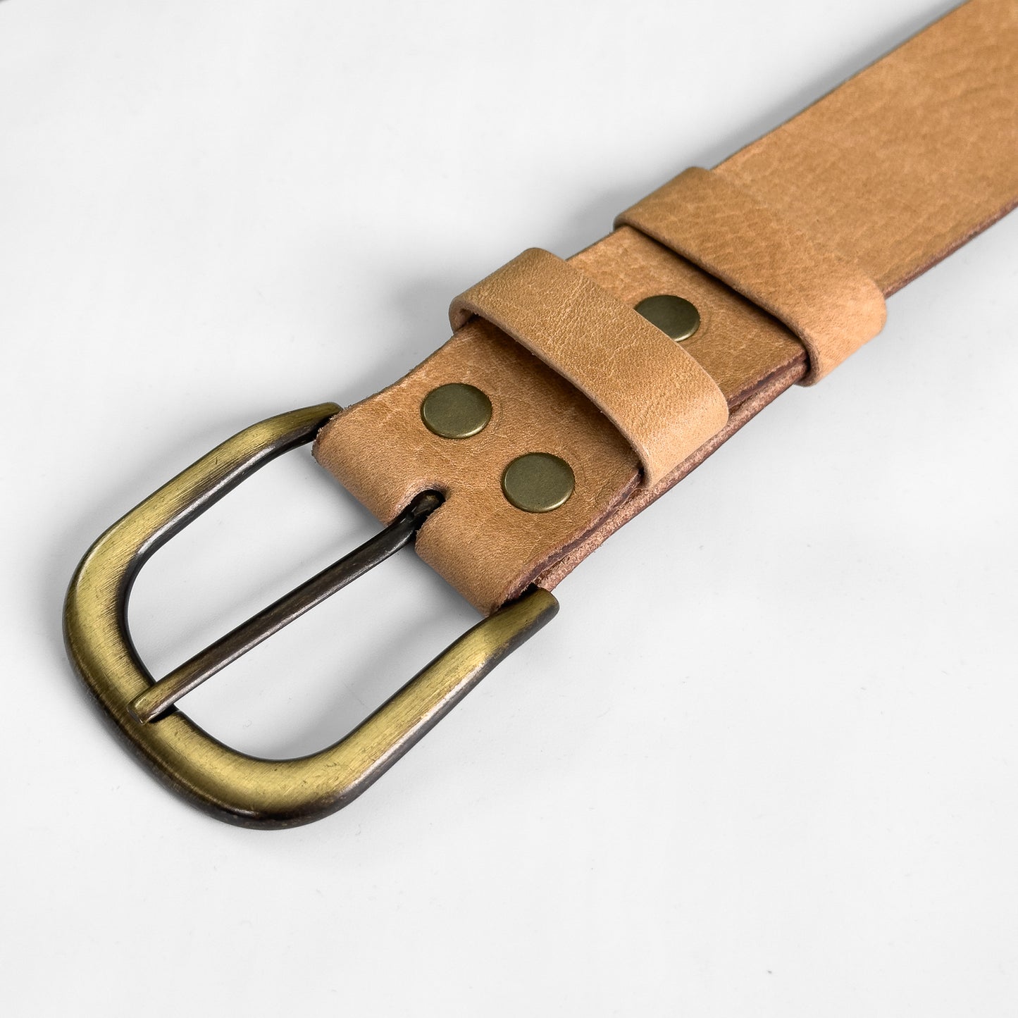 Cinto Vaqueta Natural con Hebilla Bronce | 4 cm