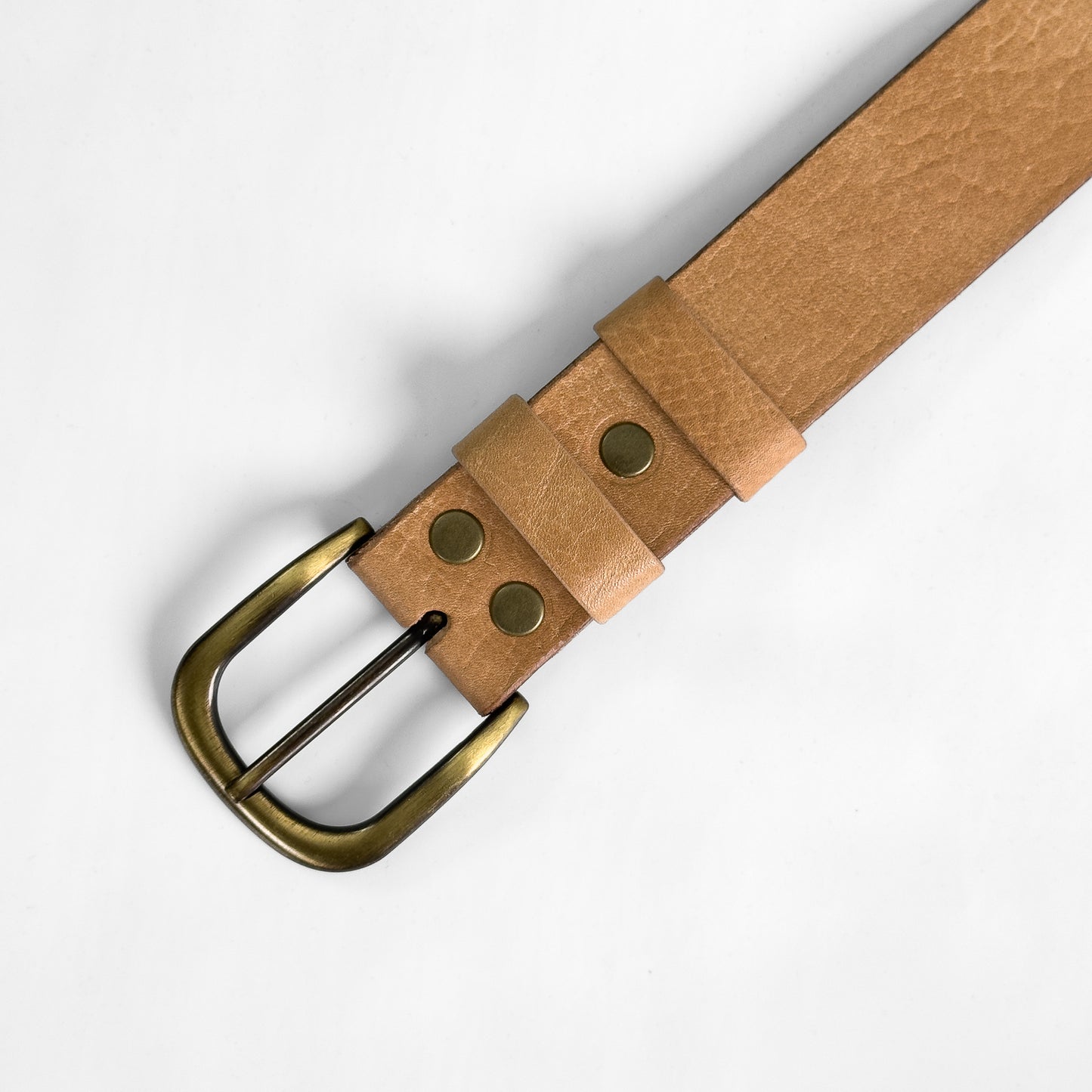 Cinto Vaqueta Natural con Hebilla Bronce | 4 cm