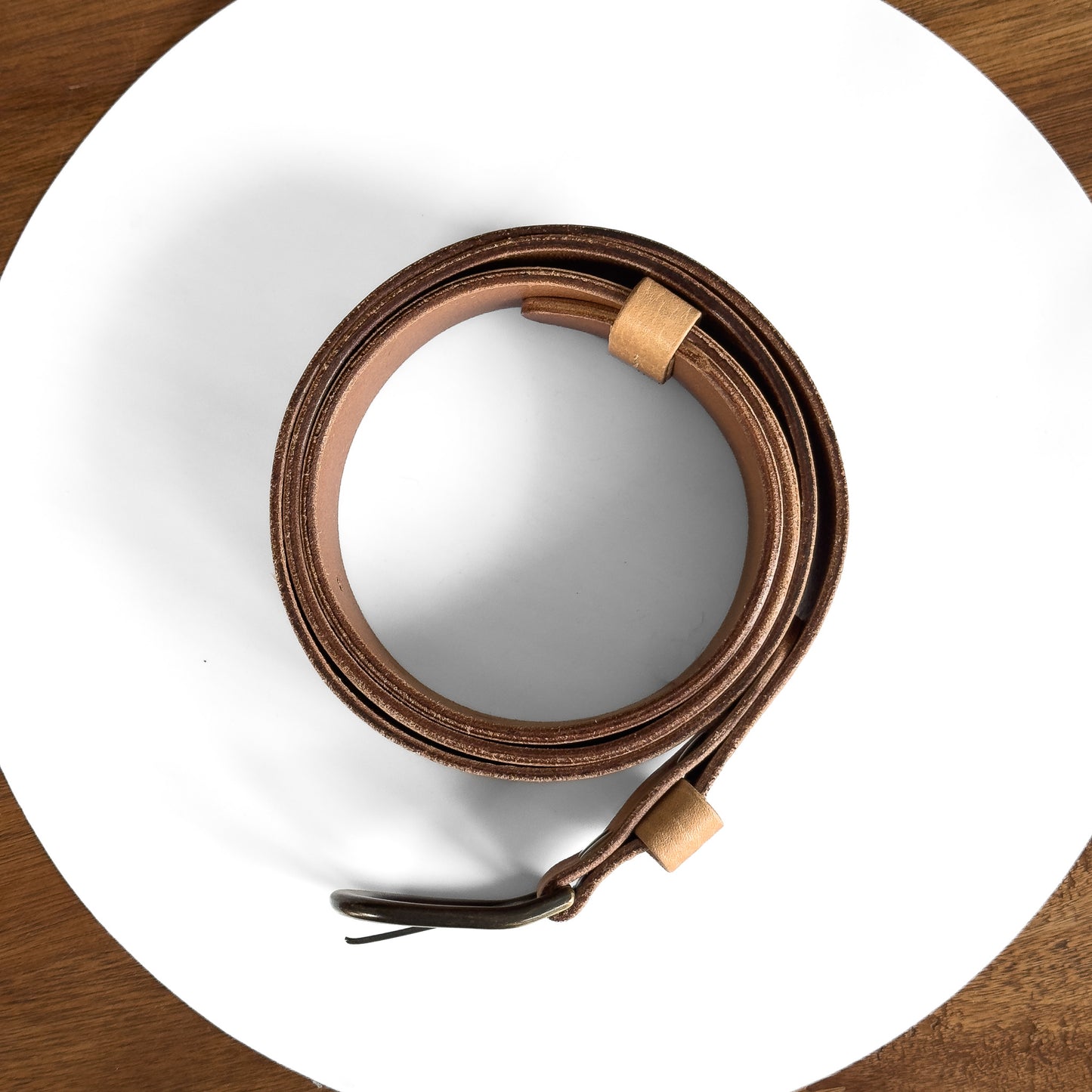 Cinto Vaqueta Natural con Hebilla Bronce | 4 cm